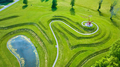 High angle view of agricultural field