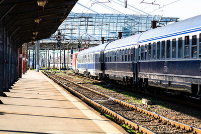 Train on railroad station platform