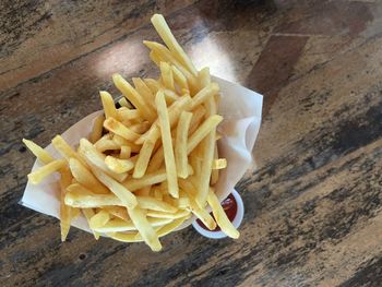 High angle view of food on table