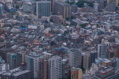 High angle view of buildings in city