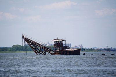 Semi sunken boat