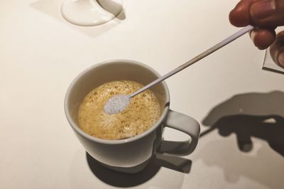 Close-up high angle view of drink on table