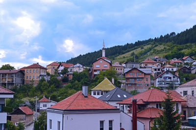 Panoramic view from old castle over travnik during summer, bosnia and herzegovina