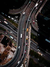 High angle view of highway in city