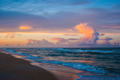 Scenic view of sea against sky during sunset