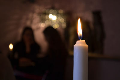 Close-up of burning candle