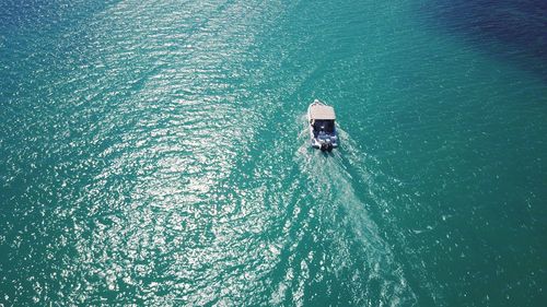 High angle view of person sailing in sea