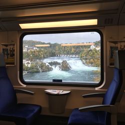 Train passing through window