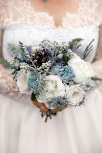 High angle view of flower bouquet