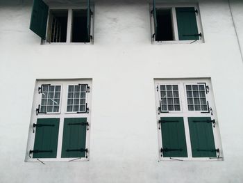 Low angle view of windows on building