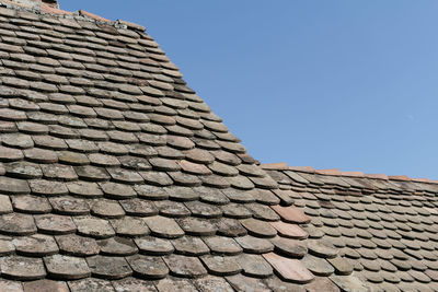 Low angle view of roof against clear sky