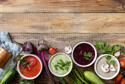 Directly above shot of various ingredients on table