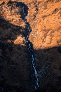High angle view of water flowing through rocks