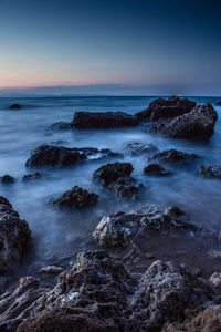 Scenic view of sea against clear sky