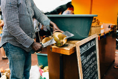 Man working with food