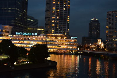 Illuminated city at night