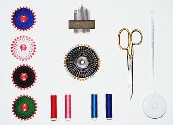 High angle view of objects on white background