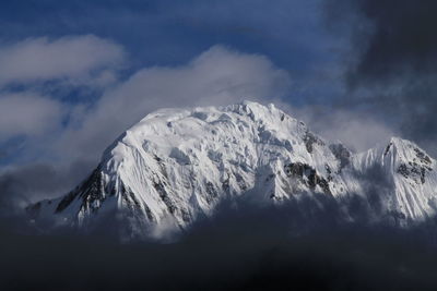 Majestic view of dhaulagiri snowcapped mountains against sky