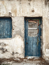 Closed door of old building
