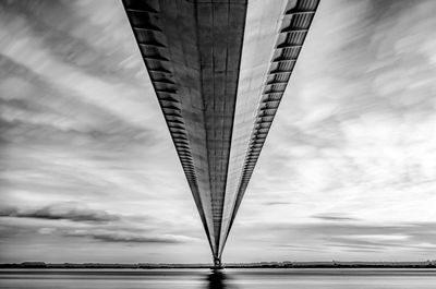 Low angle view of bridge over river against sky