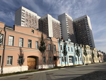 Low angle view of buildings against sky