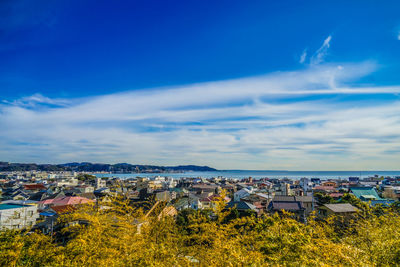 Aerial view of townscape against sky