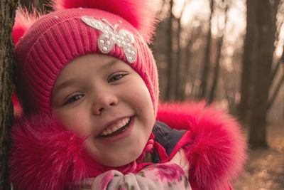 Close-up portrait of smiling girl