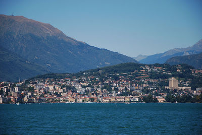 Cityscape of lugano and view of lake ceresio in campione d'italia, como, lombardy, italy.