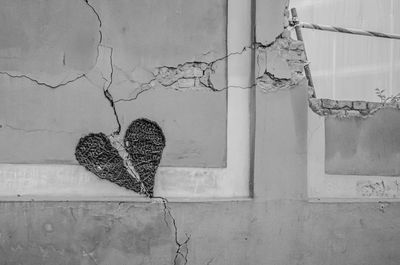 Close-up of heart shape on wall