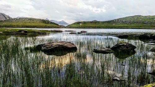 Scenic view of lake against sky