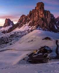 Scenic view of snow covered mountain