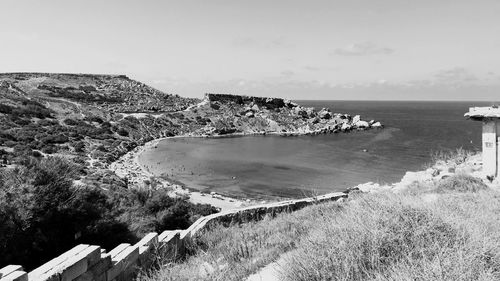 High angle view of beach against sky