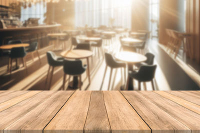 Close-up of empty wooden table