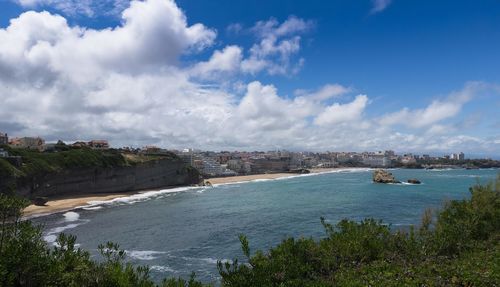 Scenic view of sea and cloudy sky