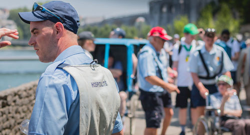 Group of people against blurred background