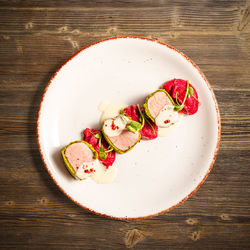 Directly above shot of food in plate on table