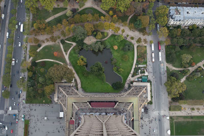 Park seen from eiffel tower in city