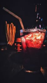 Close-up of wine glass on table