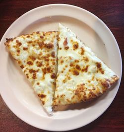 High angle view of food in plate on table