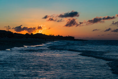 Scenic view of sea against sky during sunset