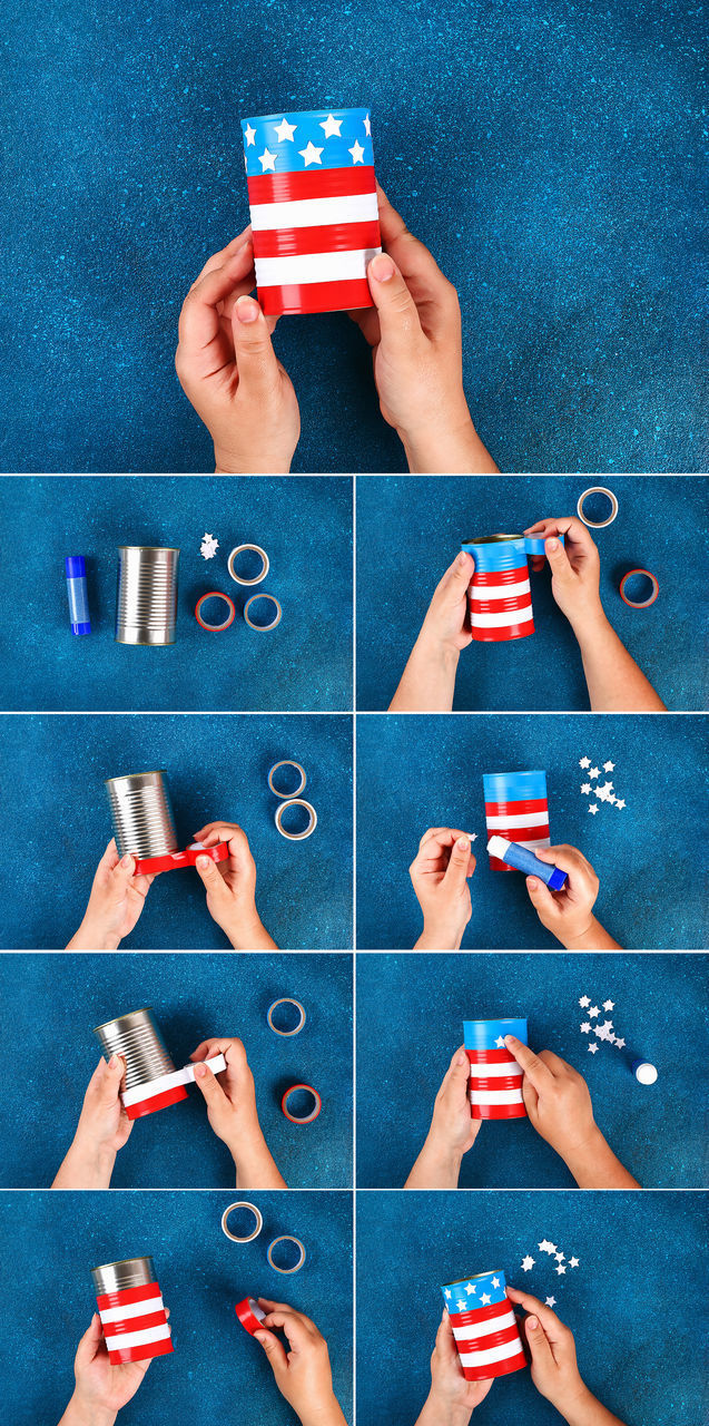 DIGITAL COMPOSITE IMAGE OF HANDS AND WOMAN PLAYING ON BLUE FLOOR