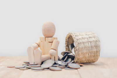 Close-up of stuffed toy against white background