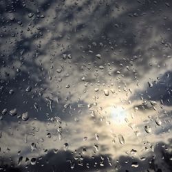 Close-up of water drops on glass