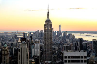 View of cityscape at sunset