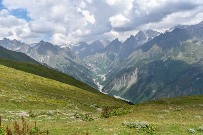 Scenic view of mountains against sky