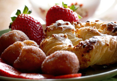 Close-up of strawberries in plate