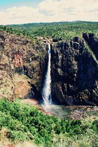 Scenic view of waterfall