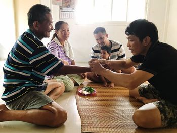 Family sitting at home during celebration