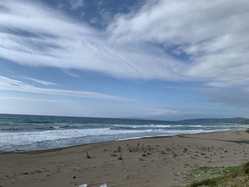 Scenic view of beach against sky