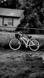 Bicycle parked outside house